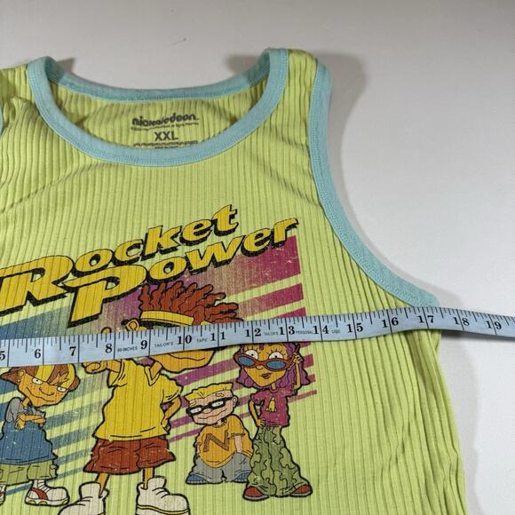 Vintage Rocket Power Logo Y2K Skater Graphic Baby Ribbed Tank - Green Wms XXL - Picture 7 of 7